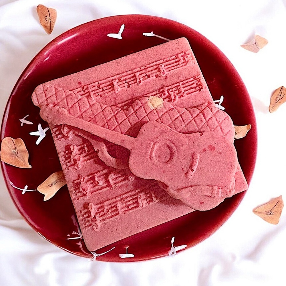 Cherry rose Soap handmade guitar 2.5x2.5in 6oz oatmeal based